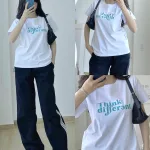 Áo thun thái nữ cổ tròn form suông in chữ Think Different