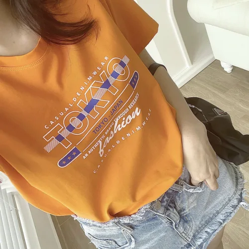 Áo Thun Thái Nữ Cổ Tròn Form suông in chữ Tokyo Nhiều Màu