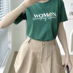 Áo Thun Thái Nữ Cổ Tròn Form suông in chữ Women Nhiều Màu