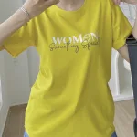 Áo Thun Thái Nữ Cổ Tròn Form suông in chữ Women Nhiều Màu