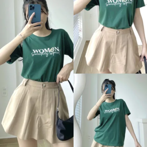 Áo Thun Thái Nữ Cổ Tròn Form suông in chữ Women Nhiều Màu
