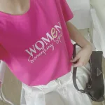 Áo Thun Thái Nữ Cổ Tròn Form suông in chữ Women Nhiều Màu