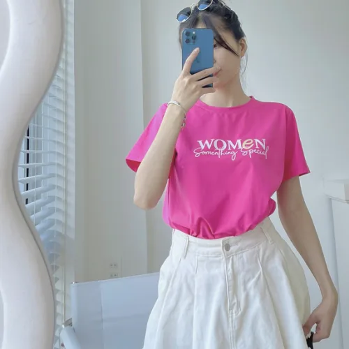Áo Thun Thái Nữ Cổ Tròn Form suông in chữ Women Nhiều Màu