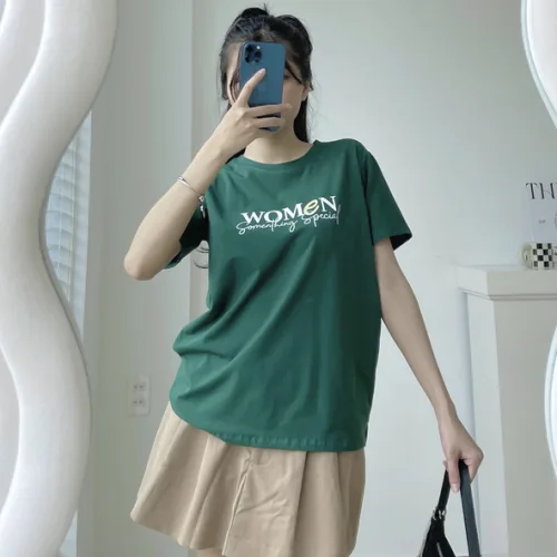 Áo Thun Thái Nữ Cổ Tròn Form suông in chữ Women Nhiều Màu