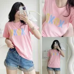 Áo thun thái nữ cổ tròn form suông in chữ Xoxo