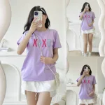 Áo thun thái nữ cổ tròn form suông in chữ Xoxo