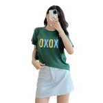 Áo thun thái nữ cổ tròn form suông in chữ Xoxo