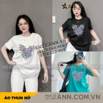 Áo Thun Thái Nữ Cổ Tròn Form Suông In Hình Trái Tim Mini Size M(40-60kg)