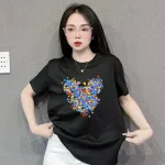 Áo Thun Thái Nữ Cổ Tròn Form Suông In Hình Trái Tim Mini Size M(40-60kg)