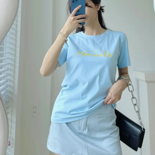 Áo Thun Thái Nữ Cổ Tròn Form suông Nhịp Trái Tim Chữ Moment