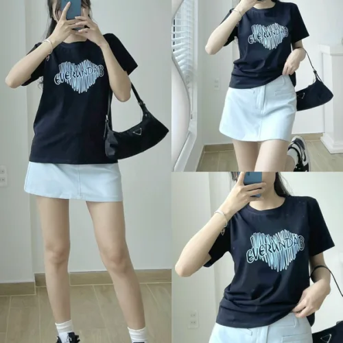 Áo Thun Thái Nữ Cổ Tròn Form suông Nhịp Trái Tim Chữ Nhiều Màu