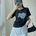 Áo Thun Thái Nữ Cổ Tròn Form suông Nhịp Trái Tim Chữ Nhiều Màu