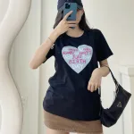 Áo Thun Thái Nữ Cổ Tròn Form suông Trái Tim Chữ Nhiều Màu