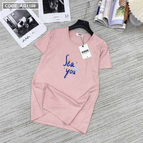 Áo thun thái nữ cổ tròn in chữ see you form suông mặc ôm