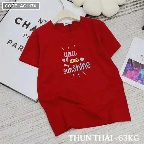 Áo thun thái nữ cổ tròn in chữ sun shine form rộng
