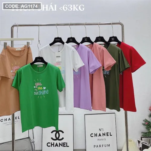 Áo thun thái nữ cổ tròn in chữ sun shine form rộng