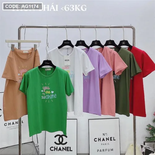Áo thun thái nữ cổ tròn in chữ sun shine form rộng