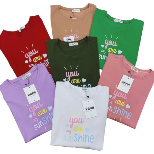 Áo thun thái nữ cổ tròn in chữ sun shine form rộng
