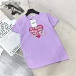 Áo thun thái nữ cổ tròn in hình trái tim form rộng giấu quần