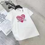 Áo thun thái nữ cổ tròn in hình trái tim form rộng giấu quần