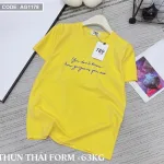 Áo thun thái nữ cổ tròn in chữ kiểu