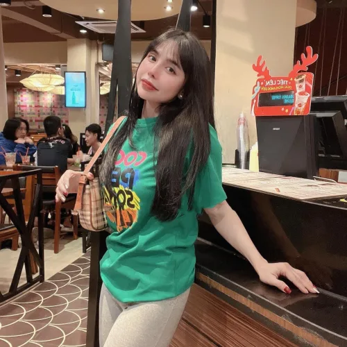 Áo thun thái nữ form suông chữ màu Cool Per