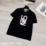 Áo thun thái nữ form suông cổ tròn in chữ LOVE phối hoa