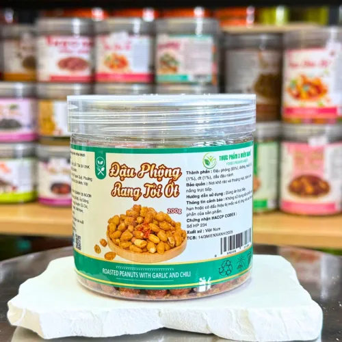 Đậu Phộng Rang Tỏi Ớt Mini 200g - Hộp Pet