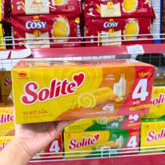 Bánh Bông Lan Cuộn Solite Vị Bơ Sữa Hộp Giấy Lớn 396g