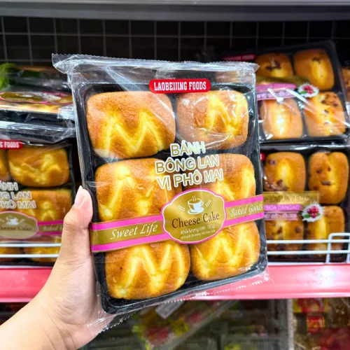 Bánh Bông Lan Tươi Laobeijing Foods Vị Phô Mai Khay 6 Cái (183g x 24 Khay)