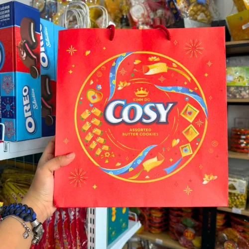 Bánh Cosy Quy Bơ Thập Cẩm Vị Bơ Sữa - Bánh Kinh Đô Cosy Bơ Sữa Hộp Thiếc Tròn Vàng 390Gr - Kèm Túi