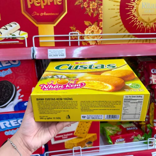 Bánh Custas Nhân Kem Trứng - Hộp 12 Gói