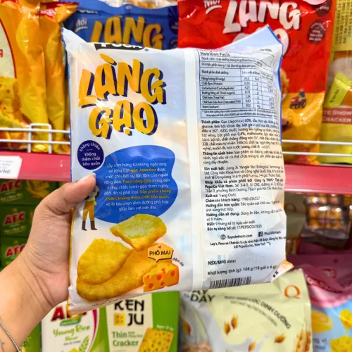 Bánh Gạo Poca Làng Gạo Vị Phô Mai 108g - Bịch Xanh Dương
