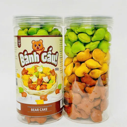 Bánh Gấu Mix 3 Vị Thơm Ngon Hộp Pet 420g (Chùm Ngây- Socola - Truyền Thống) Hộp