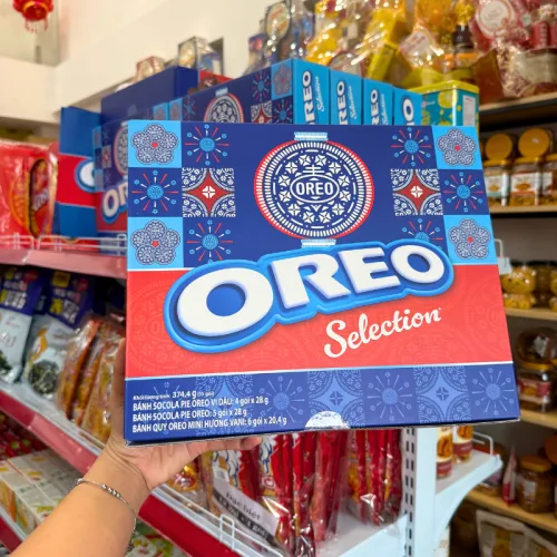 Bánh Oreo Pie (Vị Dâu, Socola, Vani) - Bánh Kinh Đô Oreo 374.4g (15 Gói) - Kèm Túi