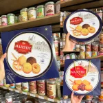 Bánh Quy Bơ MAJESTIC Hộp Thiếc Vuông 382g (Xanh Dương/Đỏ) - Kèm Túi