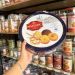 Bánh Quy Bơ MAJESTIC Hộp Thiếc Vuông 382g (Xanh Dương/Đỏ) - Kèm Túi