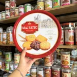 Bánh Quy Bơ MAJESTIC Hộp Thiếc Vuông 382g (Xanh Dương/Đỏ) - Kèm Túi
