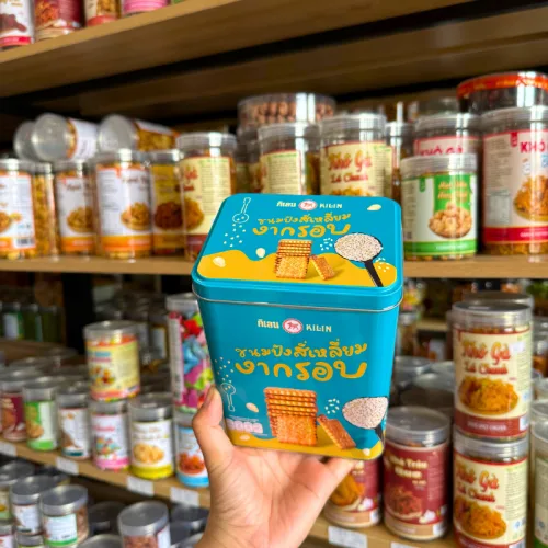 Bánh Quy Gạo Sữa Hộp Thiếc KILIN Thái Lan 400g - Hộp Xanh Dương Vàng
