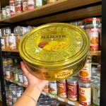 Bánh Quy Hộp Thiếc MAJESTIC Hộp Tròn Đồng Tiền Vàng 382g