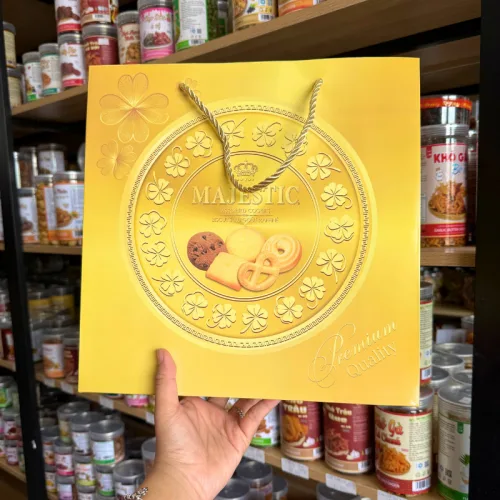 Bánh Quy Hộp Thiếc MAJESTIC Hộp Tròn Đồng Tiền Vàng 382g