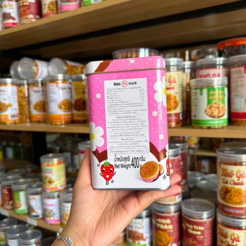 Bánh Quy Nhân Dâu Hộp Thiếc KILIN Thái Lan 400g - Hộp Hồng Trắng