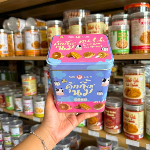 Bánh Quy Nhân Kem Bò Sữa Hộp Thiếc KILIN Thái Lan 400g - Hộp Tím Hồng