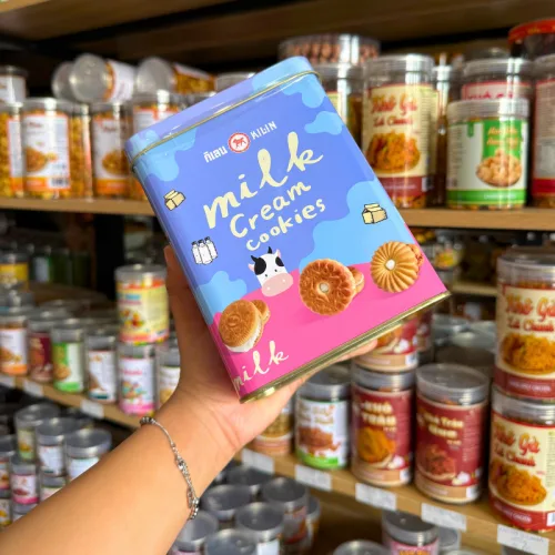 Bánh Quy Nhân Kem Bò Sữa Hộp Thiếc KILIN Thái Lan 400g - Hộp Tím Hồng