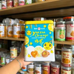 Bánh Quy Nhân Kem Cam Yuzu Hộp Thiếc KILIN Thái Lan 400g - Hộp Xanh Vàng