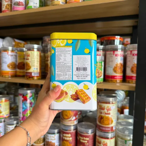 Bánh Quy Nhân Kem Cam Yuzu Hộp Thiếc KILIN Thái Lan 400g - Hộp Xanh Vàng