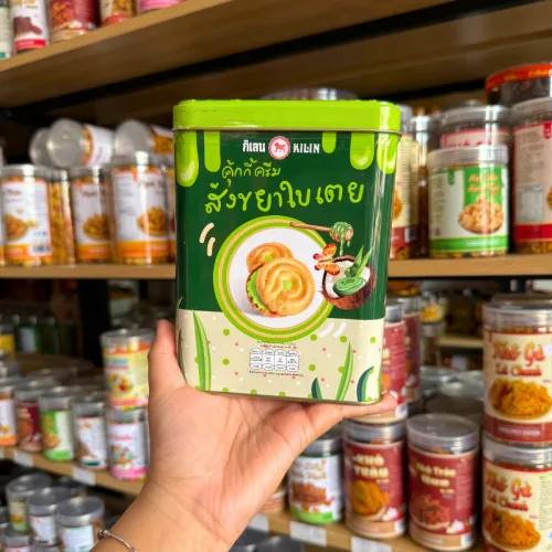 Bánh Quy Nhân Kem Dừa Lá Dứa Hộp Thiếc KILIN Thái Lan 400g - Hộp Xanh Lá