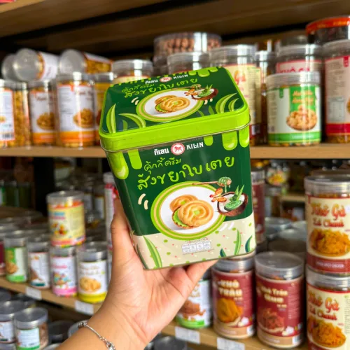 Bánh Quy Nhân Kem Dừa Lá Dứa Hộp Thiếc KILIN Thái Lan 400g - Hộp Xanh Lá
