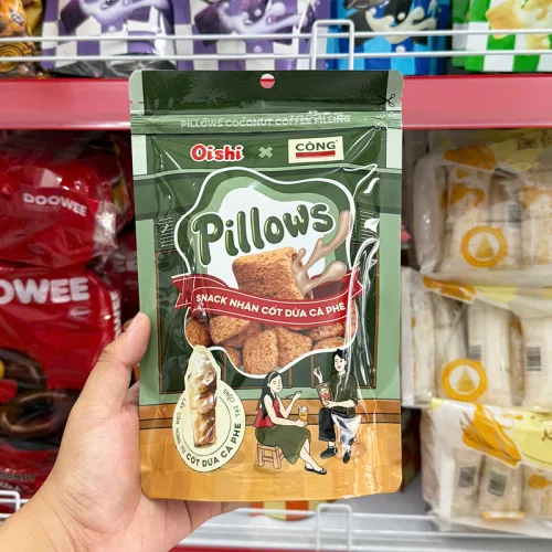 Bánh Quy Nhân Kem OISHI PILLOWS + Cộng Cà Phê Vị Cốt Dừa Cà Phê 80g