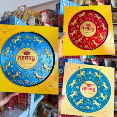 Bánh Quy Thập Cẩm RICHY MERRY Hộp Thiếc 334g (Xanh Dương/Đỏ) - Kèm Túi